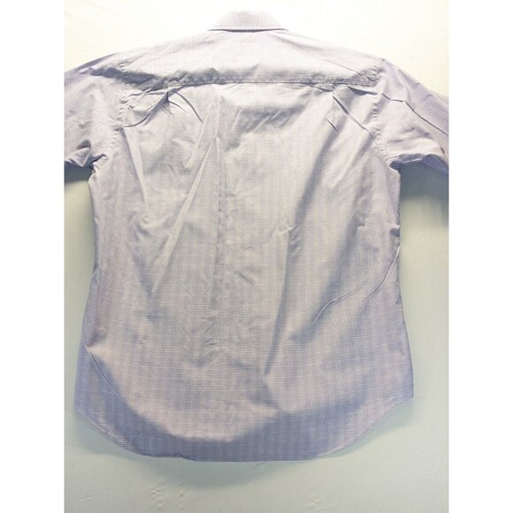 David Donahue Long Sleeve Purple Check Button Up Mens Dress Shirt 16 32/33 XL - Picture 3 of 10